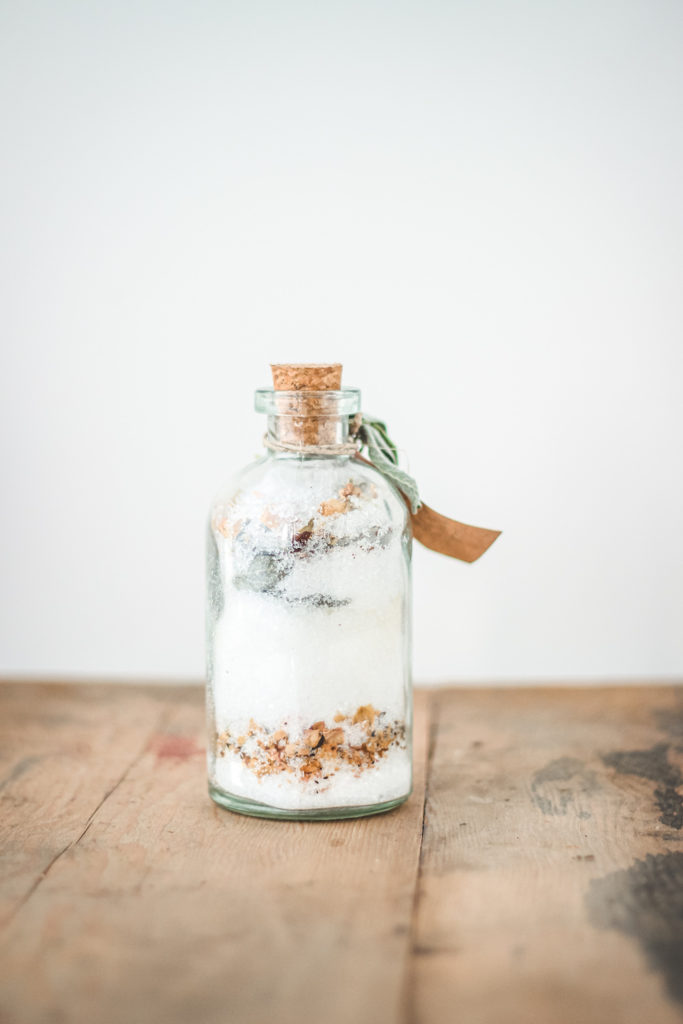 salt in glass jar body bath soak