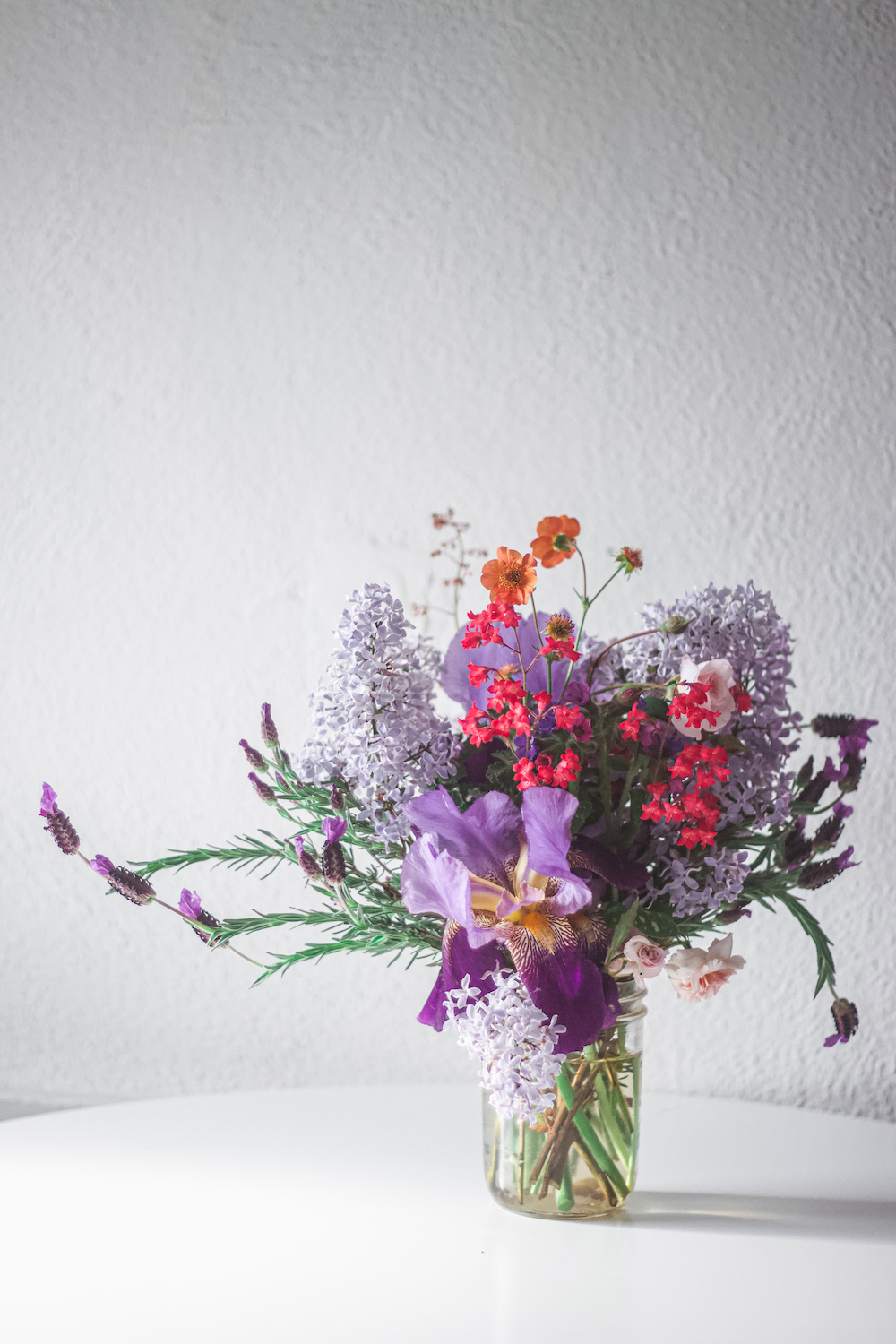 lilac iris lavender arrangement