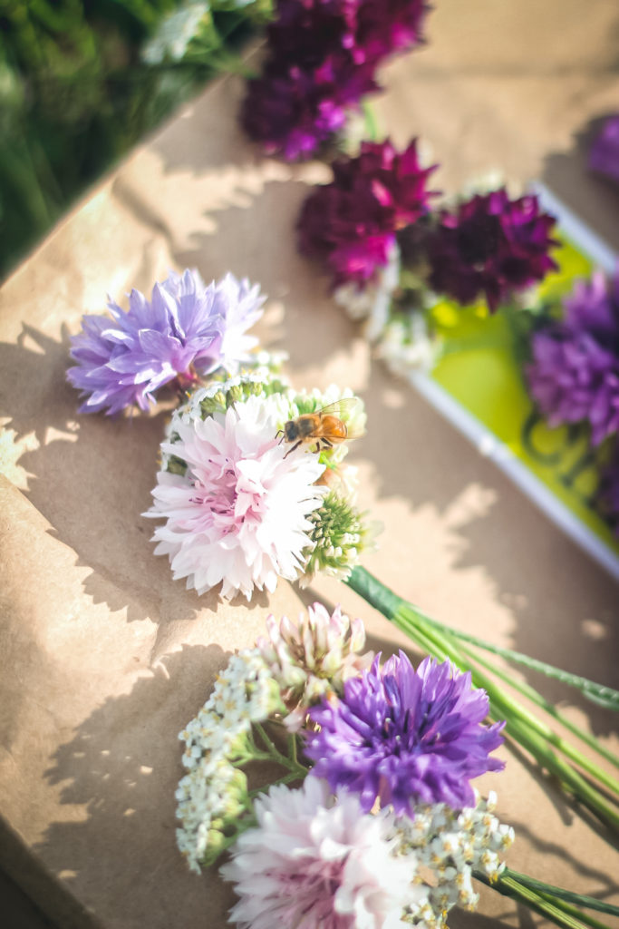 bee on flower crown mini-bouquets 