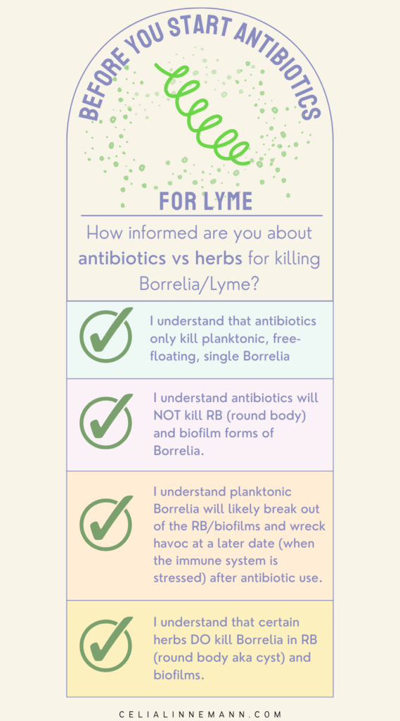 before you start antibiotics for lyme. How informed are you about killing Borrelia/Lyme?